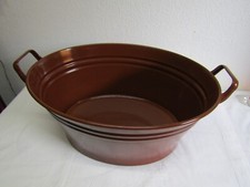 alte kleine braune emaile Wanne Pflanzgefäß email Trog