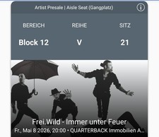2x Freiwild Konzert Karten