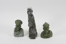 C25G06- 3x Afrikana Speckstein Figur Büste 