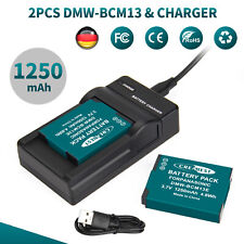 2× DMW-BCM13 1250mAh Akku Für Panasonic Lumix DMC-LZ40 TS5 TZ55 ZS27 + Ladegerät
