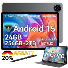 2025 Neu Tablet Android 15 24GB RAM+256GB 8000mAh 11 Zoll 4G LTE 2SIM WlFl IPS