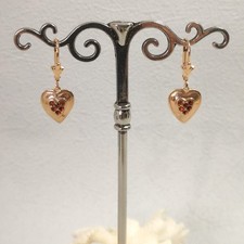 Granatschmuck Granat Ohrringe Herz Trachten Vintage rosé vergoldet Silber 925/-