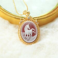 F18 Einhorn Pferd Perlmutt Achat rot Anhänger Silber 925 vergoldet