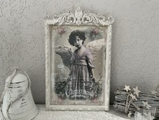 Shabby chic Dekoboard Vintage Engel Holz Ornament Wandbild Landhaus Weihnachten