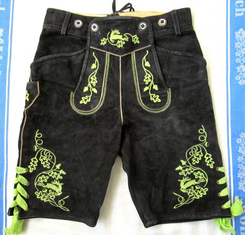 Bestickte schwarze lederhose - schwarze,