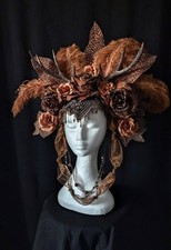 Statement Geweih Headpiece Feder Kopfschmuck Elfen Gothic WGT NEU Fotoshooting