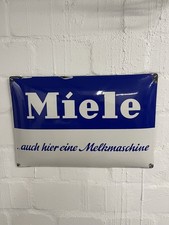 Emailleschild MIELE, auch hier eine Melkmaschine, gewölbt, um 1960, Original 