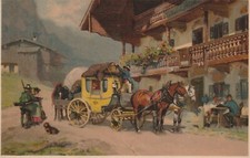 Postkarte: Postkutsche, Reisen