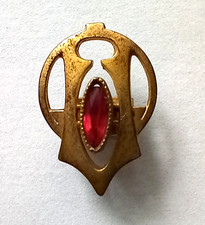 Jugendstil Kettenschieber,Double mit rotem,spitzovalem  Stein