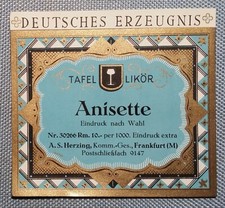 altes Liköretikett Etikett Label Tafellikör Likör Anisette Herzing Frankfurt