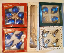 17 x Baumbehang Weihnachtskugeln Glocken Christbaumkugeln blau silber Vogel Glas