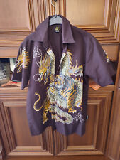 Herren Hemd Kurzarm mit Drachenmotiv Grösse S