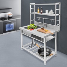 Küche Gastronomie Spüle Edelstahl Spülbecken Waschtisch mit Waschbecken Links