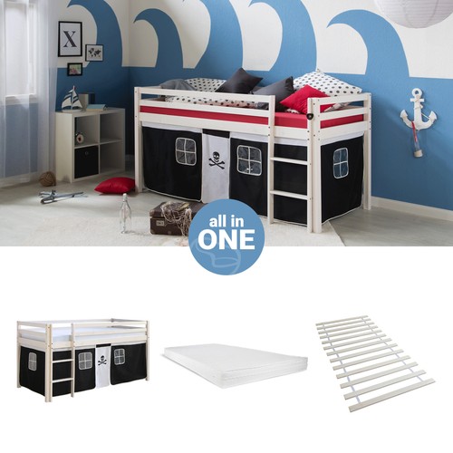 Hochbett 90x200 kinderbett mit - hochbett,