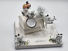 Geldgeschenk Auto Brautpaar Truhe mit Namen Glückwunschkarte Farbwahl