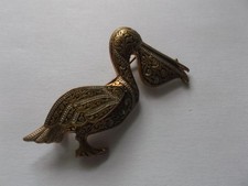 Brosche  Toledo Pelikan  Vogel  goldfarben