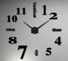 Wanduhr Uhr 3D Wandtattoo Deko Design Wand-Uhr Groß XXL