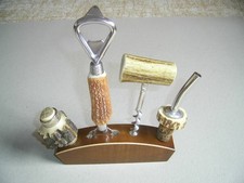 altes DDR Bar Set, Flaschenöffner, Korkenzieher, Außgieser, Hirschhorn, Vintage