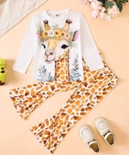 Mädchen zuckersüßes Giraffe ? Langarm Zwei Set,  Gr. 122/128, Neu