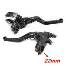 22mm Motorrad Bremshebel Kupplungshebel Set Behälter Schwarz Alu Universal 2tlg.