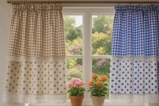 Scheibengardinen Beige Weiß