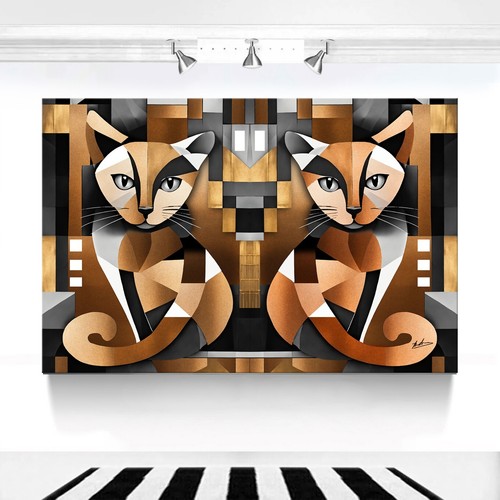 Leinwand bild katzen abstrakt - leinwand,