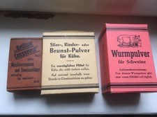 Alte  Verpackungen  20er Jahre Schachteln Konvolut 2 x leer, 1 x mit Fläschchen