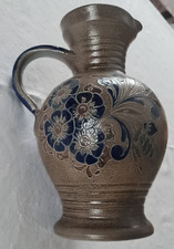 Westerwälder Keramik Steingut Henkelkrug Vase M. Schmidt Handarbeit Salzglasur