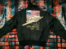 ALPHA INDUSTRIES A2 PILOTEN FLIEGER VINTAGE LEDERJACKE GRÖSSE XL TOP ZUSTAND