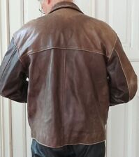 Klassische Oldtimer Motorradjacke Lederjacke Herren braun L XL 50er Jahre