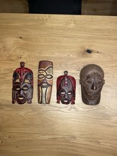 Afrikanische Masken, 4 Stück, Wandmasken, Wanddekoration, Wandkunst