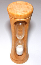 Holz Sanduhr Eieruhr weißer Sand Uhr Buche ? Deutsche Bank Werbeartikel Bauspar