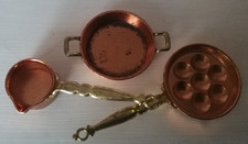 Bodo Hennig 3 MINIATUR Kupfer Pfannen 7182 Casserole Poffertjes Servierpfanne