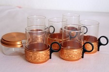 6 Teegläser + Zuckerdose original DDR seltene Gläser Teeglas mit Metallunterteil