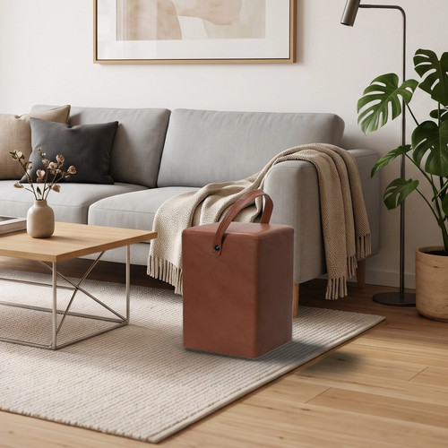 Hocker linus cognac aus - cognac, echtem
