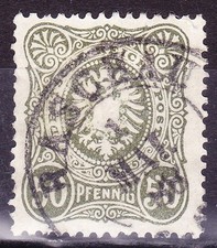 Deutsches Reich Nr. 44 Sachsen Nachverwendung D63 Raschau, seltene 50 Pf.!!