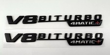 2X Schwarz MATT  Mercedes Benz V8 Biturbo 4 Matic+ Emblem Logo Styling Kotflügel
