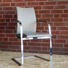 Tonon - Armlehnenleder Swing Stuhl, Freischwinger, chrom, Leder taupe