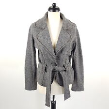 Georg Maier Strickjacke Damen M Grau Wolle Merino Grobstrick Jacke Cardigan