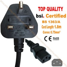 3-poliges UK-Netzkabel IEC C13 Stromkabel für Dell U2715H (2014) Monitor
