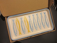 Keramik-Schale Servierteller, handgemacht, Portugal, Fisch-Dekor - NEU OVP