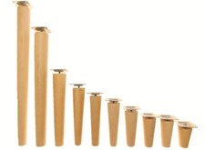 Möbelbeine Massivholz, 7-74 cm, konisch, mit Montageplatte/M8-Schraube