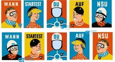 NSU Werbetafeln -Wann startest Du auf NSU- Quickly, Max, Fox, LUX,Prima Werbung