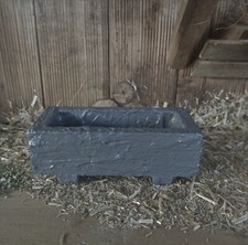 Futtertrog Viehtränke 8 cm aus Holz dunkelgrau Steinoptik Krippenzubehör N5B