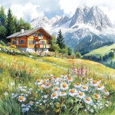 Wandbild Bauernhof Almwiese