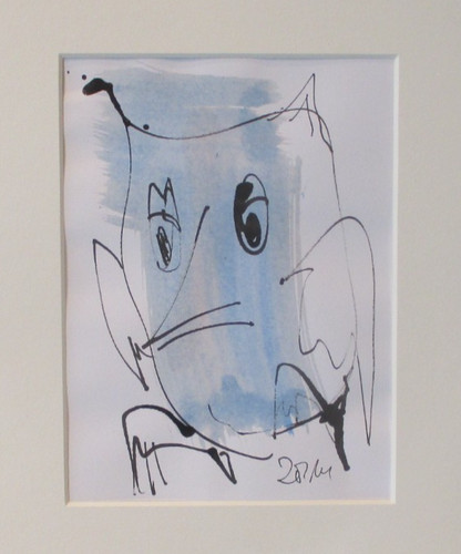 Eule tusche aquarell - aquarell, orig