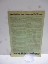 NORMAG SCHLEPPER  Original Schreiben Urteile über den NORMAG Schlepper, 2 Seiten