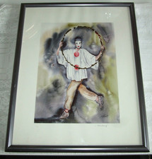 Sign. Bild mit Clown / Pierrot