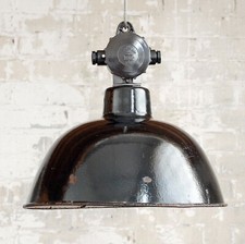 »EMATRE-S VITA« Emaille-Lampe Vintage Shabby Fabrik Leuchte Original alt Ø38cm+