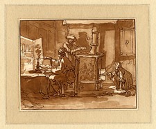 Antiker Meisterdruck-KERZE-HOLZOFEN-Ploos van Amstel/Brouwer-Luyken-1782